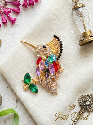 Rainbow Crystal Bird Brooch Petit Détail Lebanon