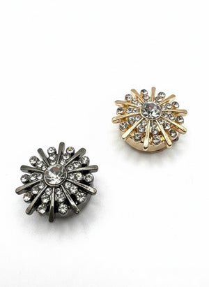 Gold Crystal Starburst Button Cover | Spiked Radiant Cache-Bouton