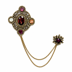 Burgundy Vintage Chatelaine Brooch Petit Détail Lebanon