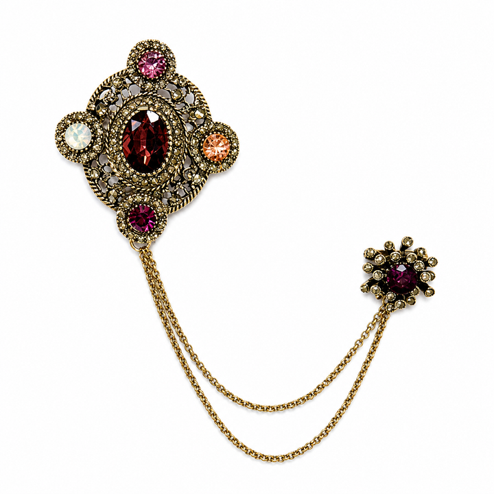 Burgundy Vintage Chatelaine Brooch Petit Détail Lebanon
