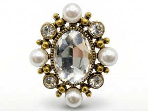 Luxury Crystal & Pearl Jeweled Button (Sew-On) - 2.5 x 2 cm