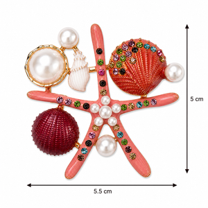 Pearl Starfish Shell Brooch pink Petit Détail Lebanon