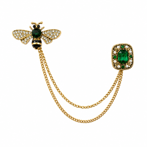 Bee Chatelaine Brooch with Green Crystal Square Petit Détail Lebanon