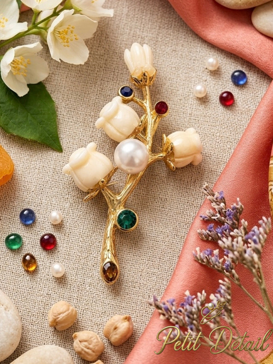 Ivory Blossom Pearl Brooch Petit Détail Lebanon