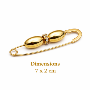 Double Oval Decorative Safety Pin Brooch Gold Petit Détail Lebanon