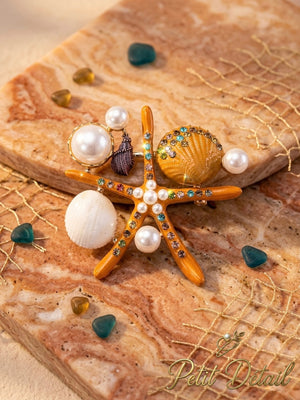 Pearl Starfish Shell Brooch Petit Détail Lebanon