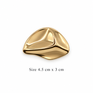 Sculptural Pebble Gold Brooch