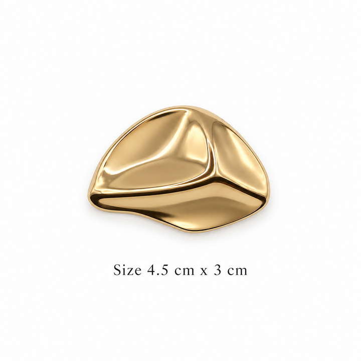 Sculptural Pebble Gold Brooch