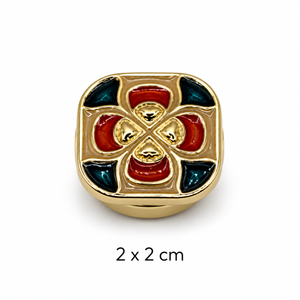 Red & Teal Geometric Button Cover Petit Détail Lebanon