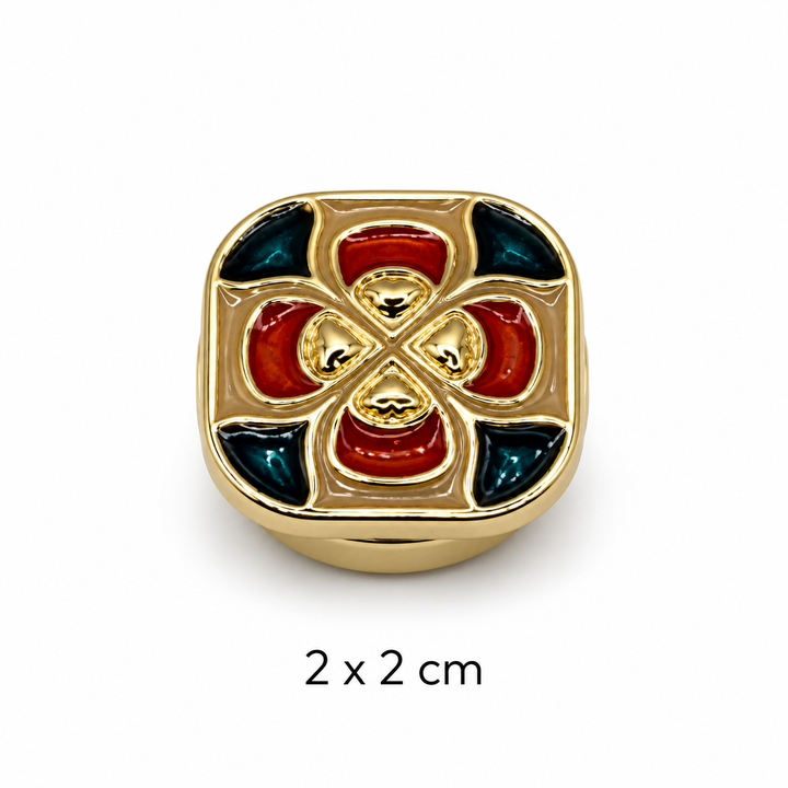 Red & Teal Geometric Button Cover Petit Détail Lebanon