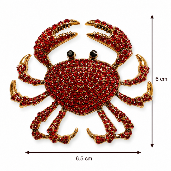 Red Crystal Crab Brooch Petit Détail Lebanon
