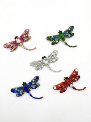 Crystal Dragonfly Statement Brooch – Available in 5 Colors