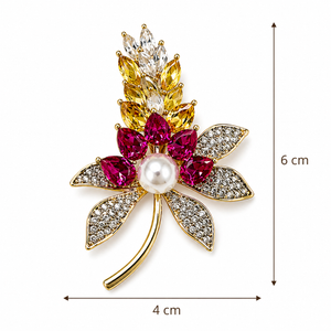 Pearl Floral Crystal Brooch Pink Petit Détail Lebanon