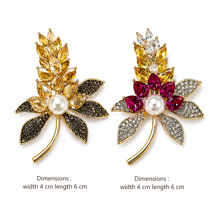 Pearl Floral Crystal Brooch Petit Détail Lebanon