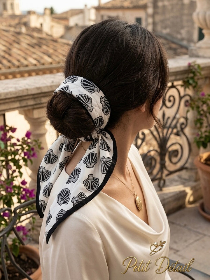 Black Seashell Square Scarf Petit Détail Lebanon