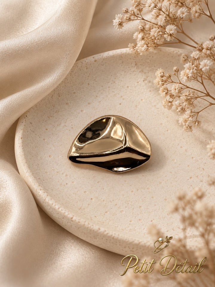 Sculptural Pebble Gold Brooch