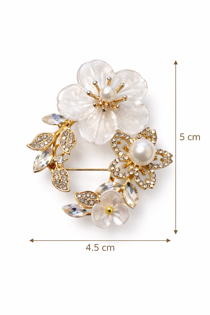 Pearl Floral Wreath Brooch Petit Détail Lebanon