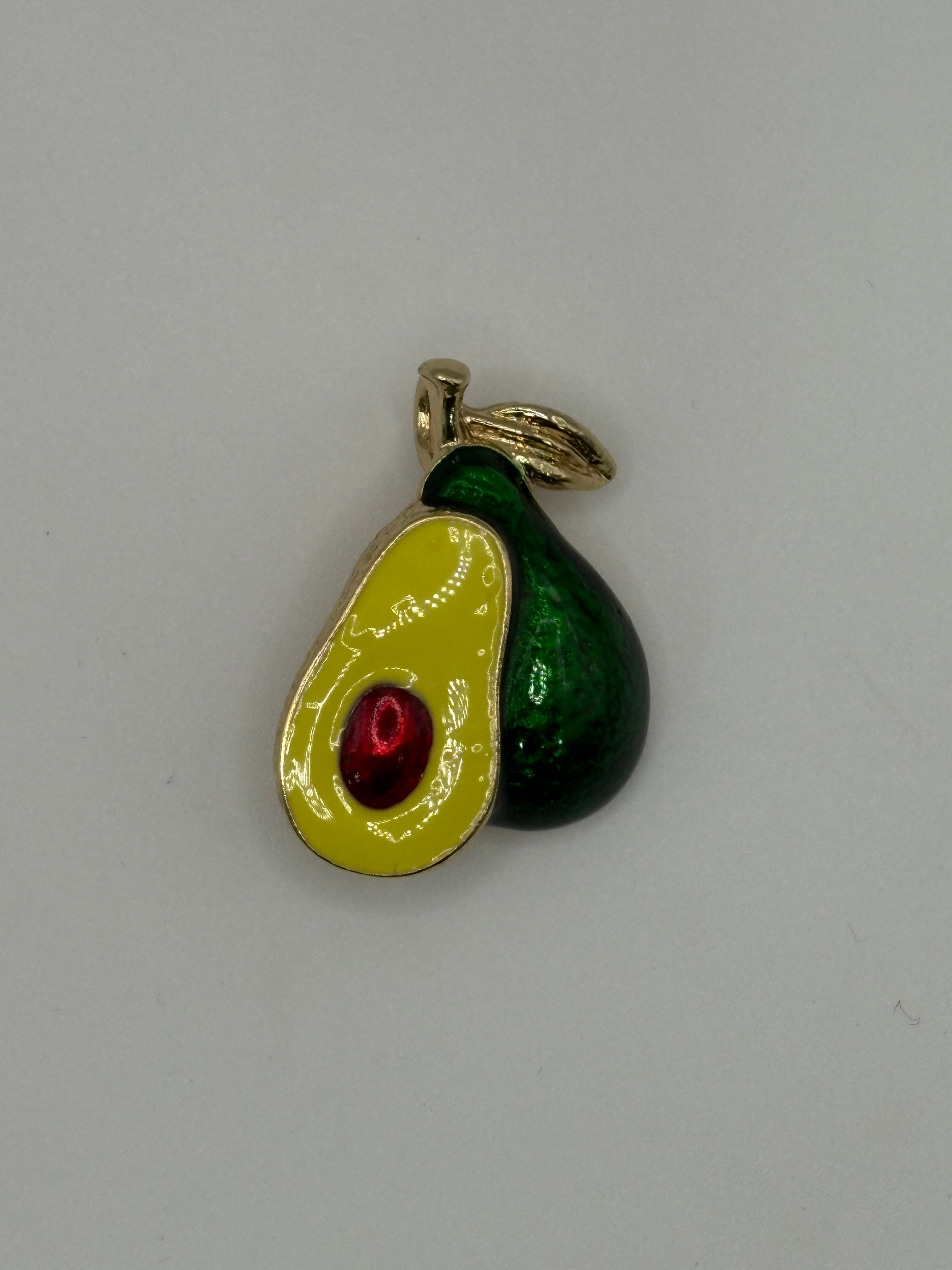 Cute Enamel Avocado Brooch | Gold-Tone Fruit Pin & Foodie Gift