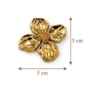 Textured Gold Dogwood Flower Brooch Default Title Petit Détail Lebanon