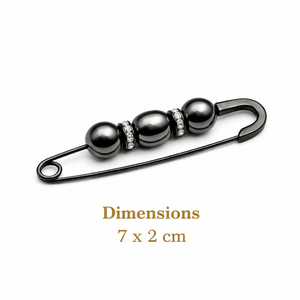 Pearl Decorative Safety Pin Brooch Dark Silver Petit Détail Lebanon