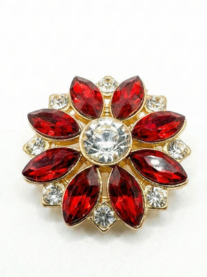 Crystal Flower Button Covers | Jewel-Tone Shirt Embellishments (2.5 cm)