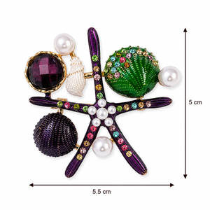 Pearl Starfish Shell Brooch purple Petit Détail Lebanon