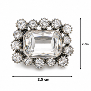Rectangular Crystal Brooch Silver Petit Détail Lebanon