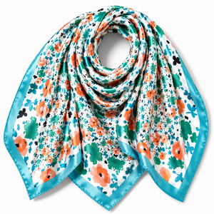 Turquoise Floral Square Scarf Petit Détail Lebanon