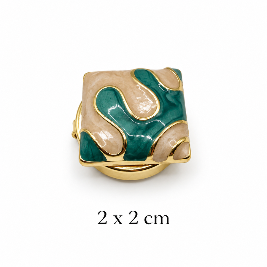 Teal & Ivory Wave Button Cover Petit Détail Lebanon