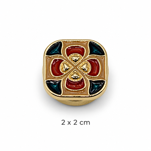 Red & Teal Geometric Button Cover Petit Détail Lebanon
