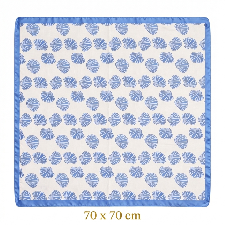 Blue Seashell Square Scarf Default Title Petit Détail Lebanon