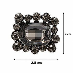 Rectangular Crystal Brooch Dark Silver Petit Détail Lebanon