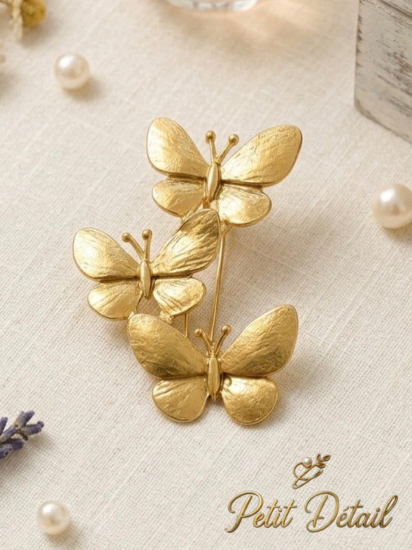Golden Butterfly Trio Brooch Petit Détail Lebanon