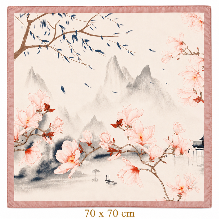 Rose Magnolia Square Scarf Petit Détail Lebanon
