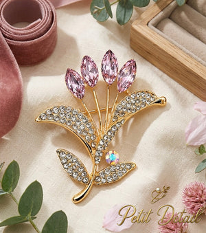 Crystal Tulip Bouquet Brooch Petit Détail Lebanon