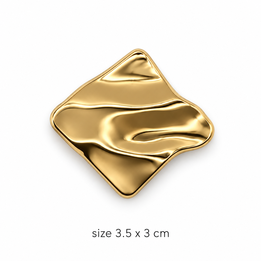 Sculptural Wave Gold Brooch