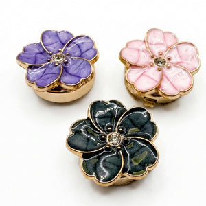 Sakura Enamel & Crystal Button Covers | Cherry Blossom Shirt Clips (2 cm)