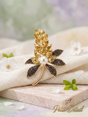 Pearl Floral Crystal Brooch Petit Détail Lebanon