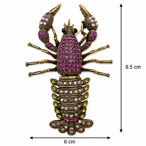 Crystal Lobster Brooch fuchsia Petit Détail Lebanon