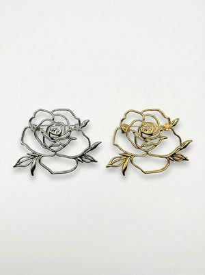 Minimalist Hollow Rose Brooch – Gold & Silver