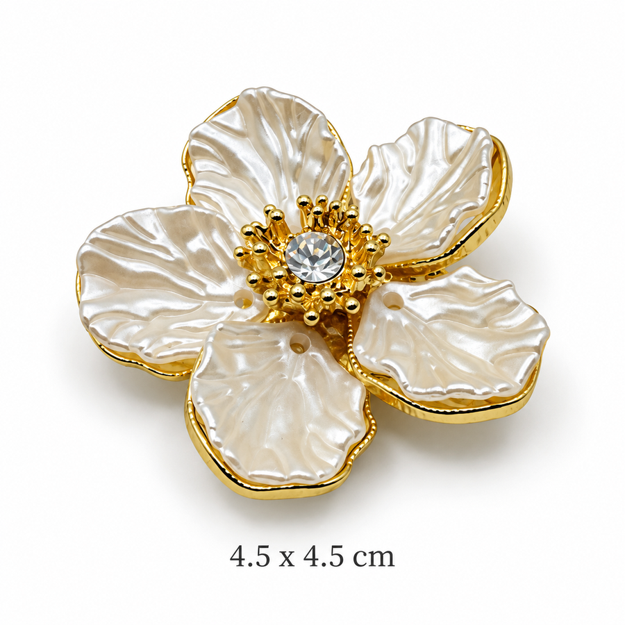 Ivory Crystal Flower Button Cover Petit Détail Lebanon