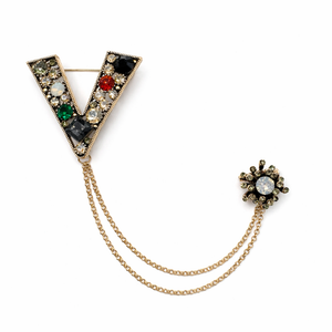 V Crystal Chatelaine Brooch Default Title Petit Détail Lebanon