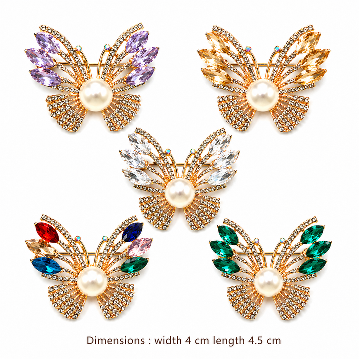Pearl Crystal Bow Brooch Petit Détail Lebanon