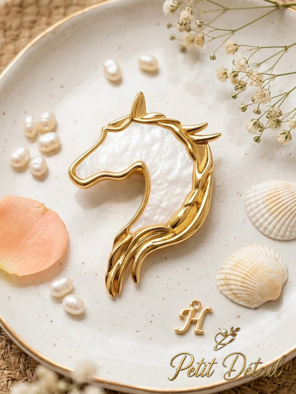 Pearl Horse Brooch Petit Détail Lebanon