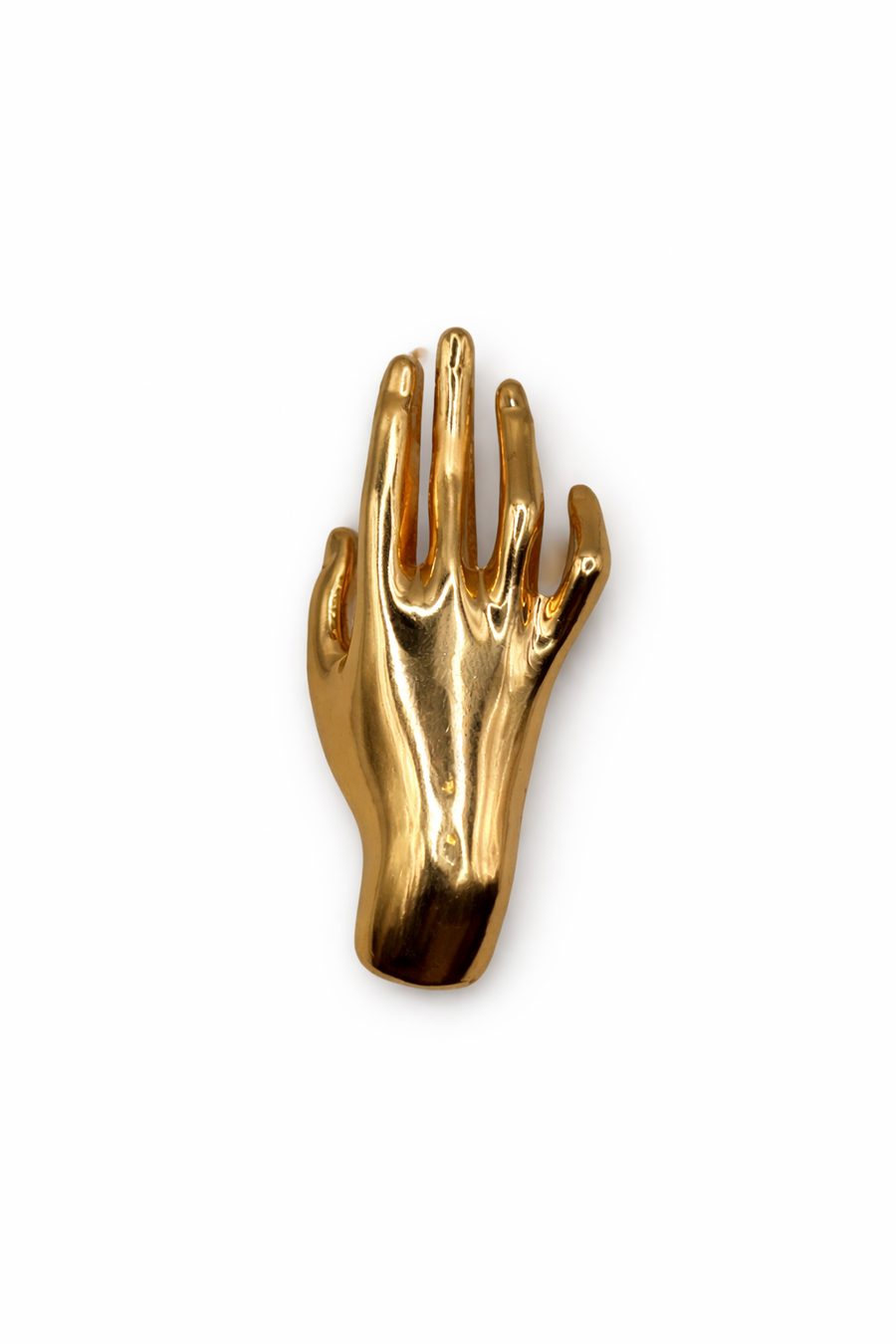 Surrealist Gold Hand Brooch