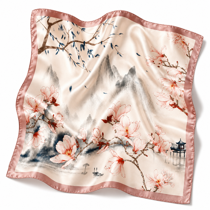 Rose Magnolia Square Scarf Petit Détail Lebanon