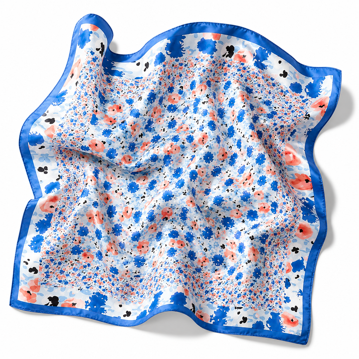 Blue Floral Square Scarf Petit Détail Lebanon
