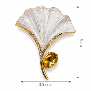 Ivory Ginkgo Gem Brooch Petit Détail Lebanon
