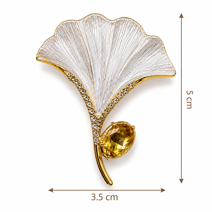 Ivory Ginkgo Gem Brooch Petit Détail Lebanon