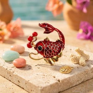 Red Enamel Koi Fish Brooch Petit Détail Lebanon